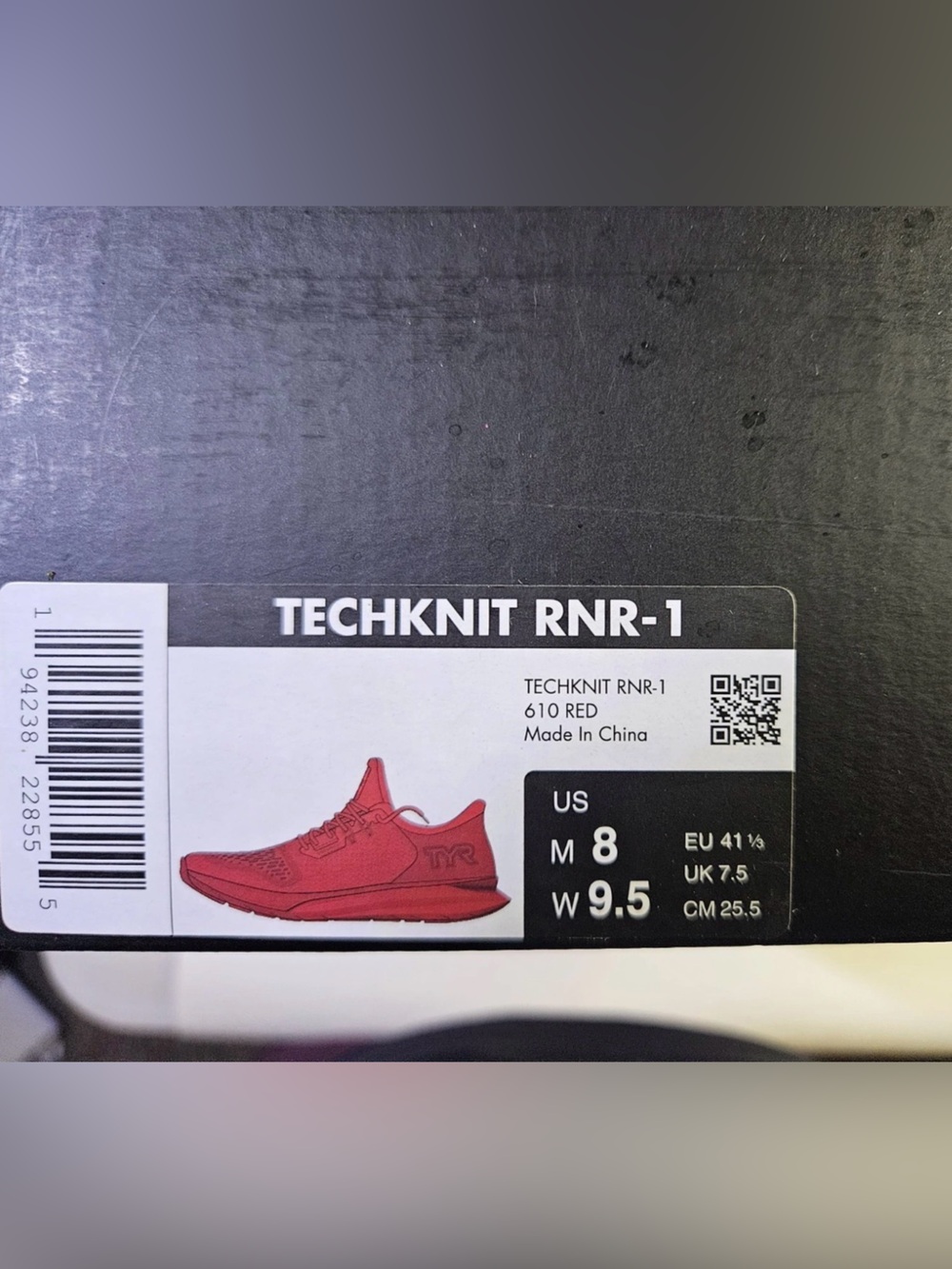 TYR Techknit RNR-1 Running Shoes Men's 8 Red NWT — Lightweight Knit Athletic - Picture 5 of 5